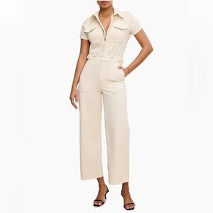 Good American NWT Fit For Success Palazzo Crop Jumpsuit Short Sleeve Safari 2X